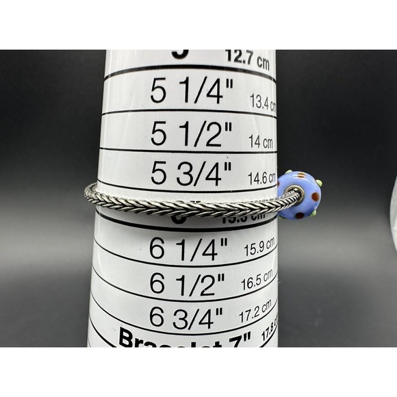 Trollbeads LAA Sterling Silver Charm Bracelet 6 Glass Lampwork Beads 6 Inch - Picture 9 of 12